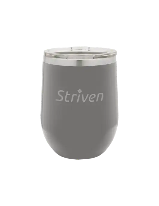 Polar Camel 12 oz Powder Coated Grey Vacuum Insulated Stemless Wine Tumbler w/Striven Logo 