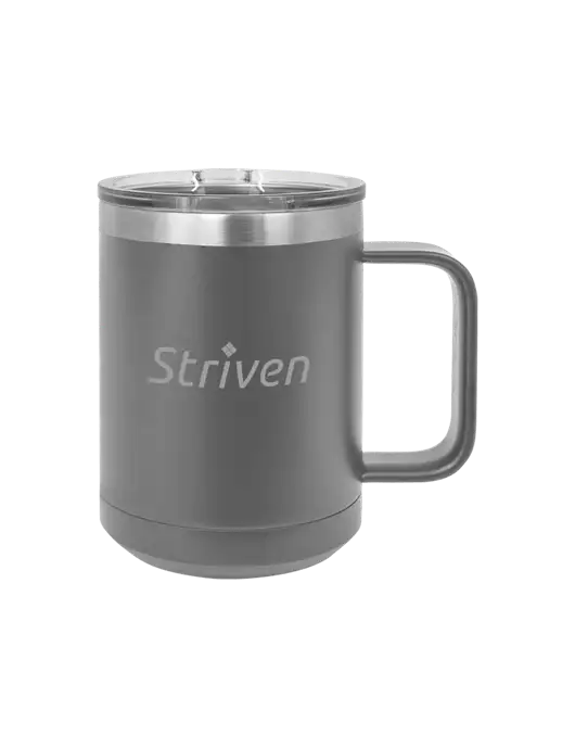 Polar Camel 15 oz Powder Coated Grey Vacuum Insulated Mug with Slider Lid w/Striven Logo 