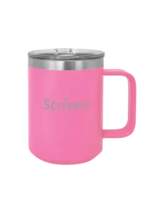 Polar Camel 15 oz Powder Coated Pink Vacuum Insulated Mug with Slider Lid w/Striven Logo 