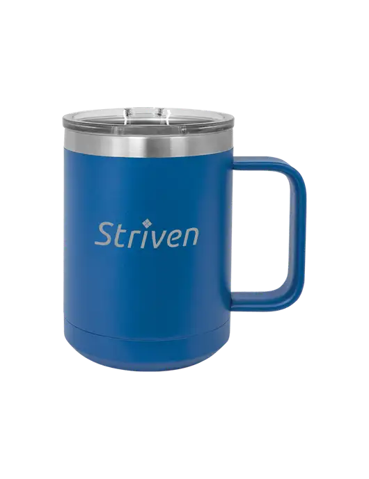 Polar Camel 15 oz Powder Coated Royal Vacuum Insulated Mug with Slider Lid w/Striven Logo 