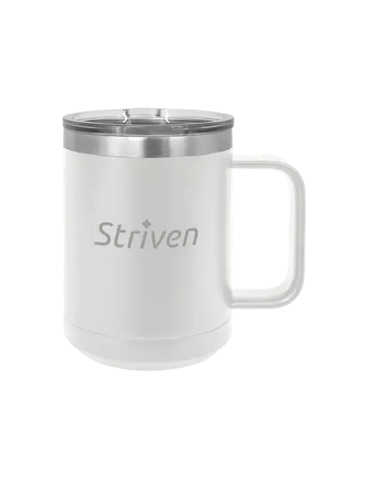 Polar Camel 15 oz Powder Coated White Vacuum Insulated Mug with Slider Lid w/Striven Logo 