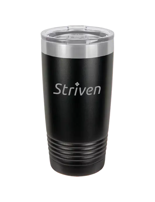 Polar Camel 20 oz Powder Coated Black Vacuum Insulated Tumbler w/Striven Logo 