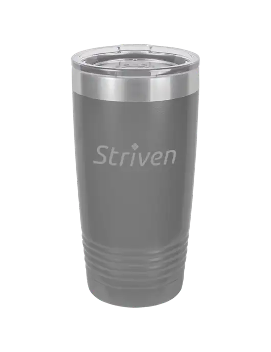 Polar Camel 20 oz Powder Coated Grey Vacuum Insulated Tumbler  w/Striven Logo 