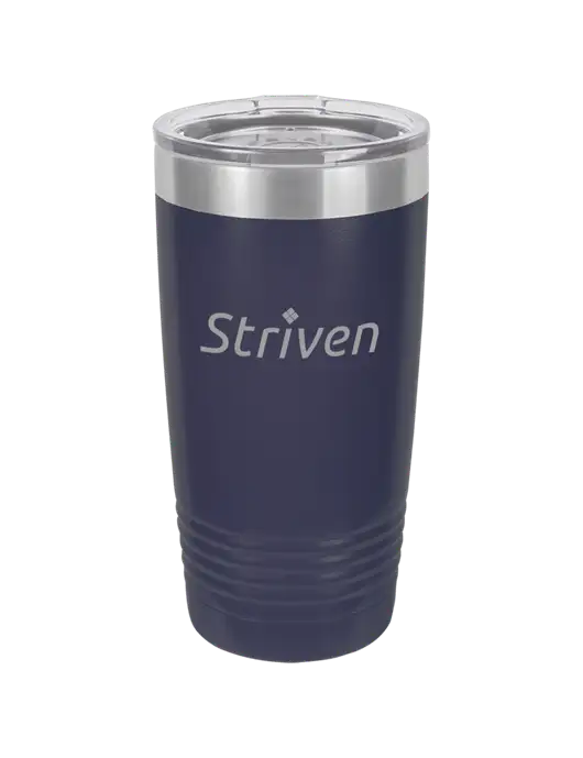 Polar Camel 20 oz Powder Coated Navy Vacuum Insulated Tumbler w/Striven Logo 