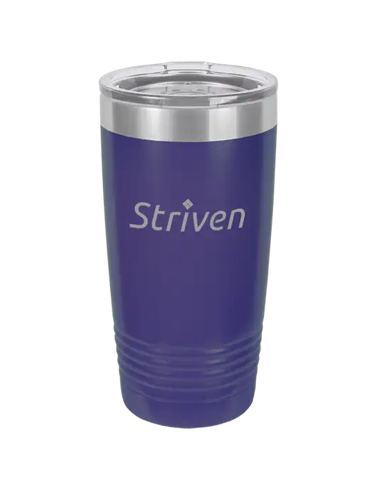 Polar Camel 20 oz Powder Coated Purple Vacuum Insulated Tumbler w/Striven Logo 