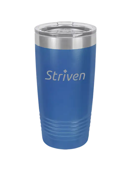 Polar Camel 20 oz Powder Coated Royal Vacuum Insulated Tumbler w/Striven Logo 