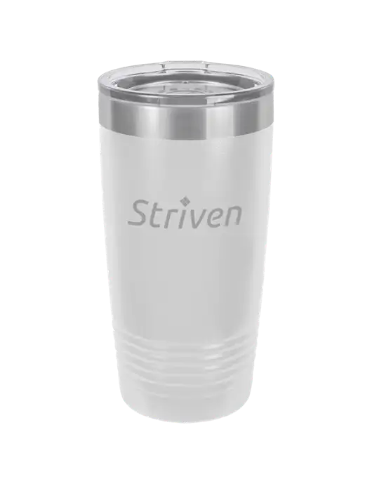 Polar Camel 20 oz Powder Coated White Vacuum Insulated Tumbler  w/Striven Logo 