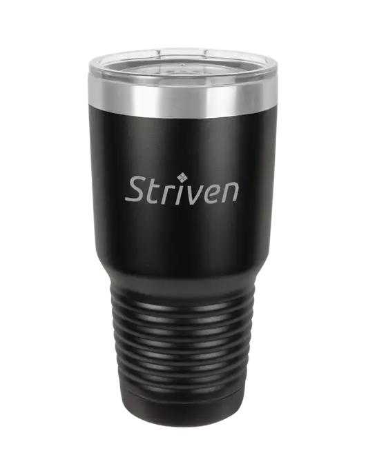 Polar Camel 30 oz Powder Coated Black Vacuum Insulated Tumbler w/Striven Logo 