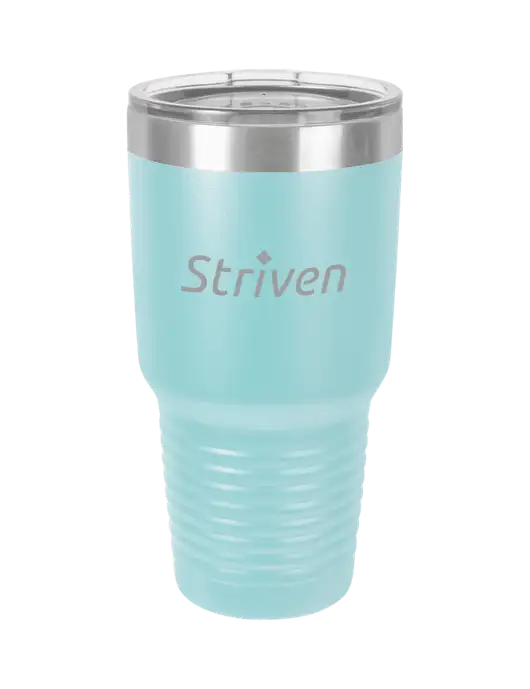 Polar Camel 30 oz Powder Coated Light Blue Vacuum Insulated Tumbler w/Striven Logo 