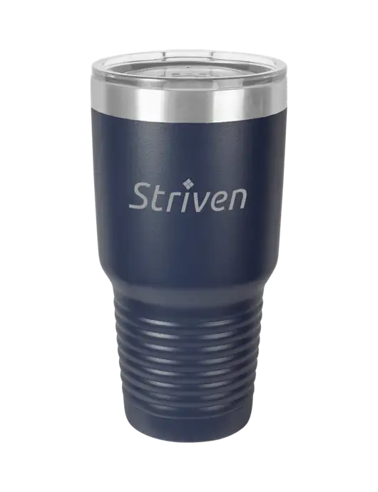 Polar Camel 30 oz Powder Coated Navy Vacuum Insulated Tumbler w/Striven Logo 