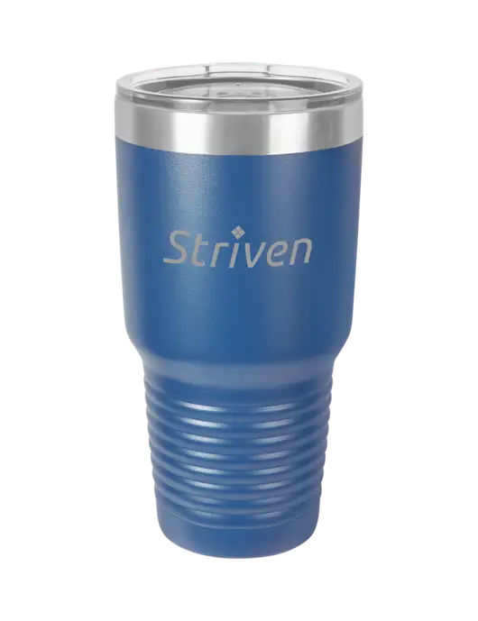 Polar Camel 30 oz Powder Coated Royal Vacuum Insulated Tumbler w/Striven Logo 