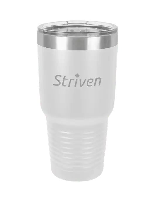 Polar Camel 30 oz Powder Coated White Vacuum Insulated Tumbler  w/Striven Logo 