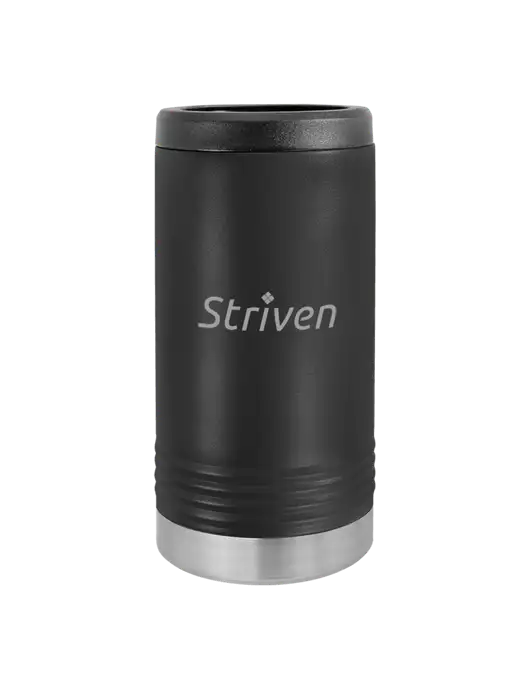 Polar Camel Powder Coated Black Vacuum Insulated Slim Beverage Holder w/Striven Logo 