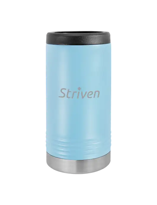 Polar Camel Powder Coated Light Blue Vacuum Insulated Slim Beverage Holder w/Striven Logo 
