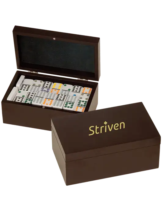 Rosewood Double Twelves 91 Piece Dominos Set w/Striven Logo 