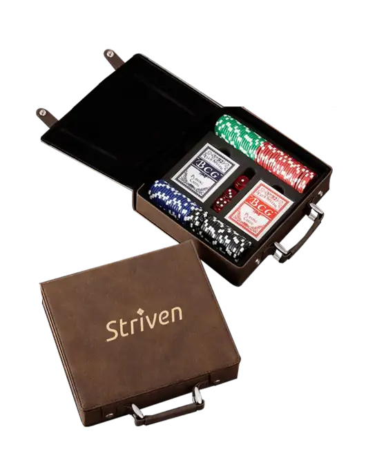 Rustic Leatherette 100 Chip Poker Set w/Striven Logo 