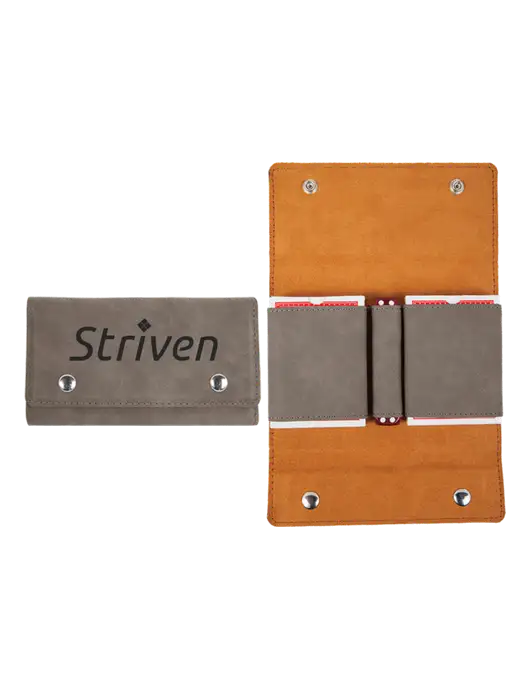 Grey Leatherette Card & Dice Set w/Striven Logo 