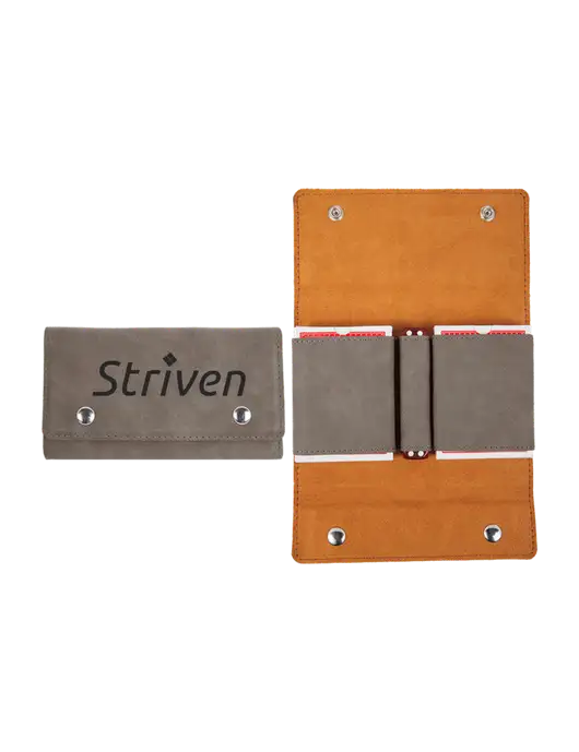 Grey Leatherette Card & Dice Set w/Striven Logo 