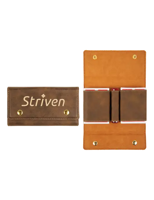 Rustic Leatherette Card & Dice Set w/Striven Logo 