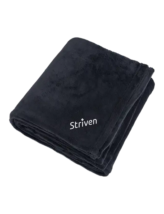 Oversized Deep Black Ultra Plush Blanket w/Striven Logo 