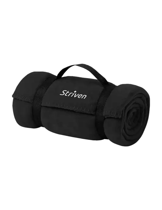 Casual Black Fleece Blanket With Strap w/Striven Logo 