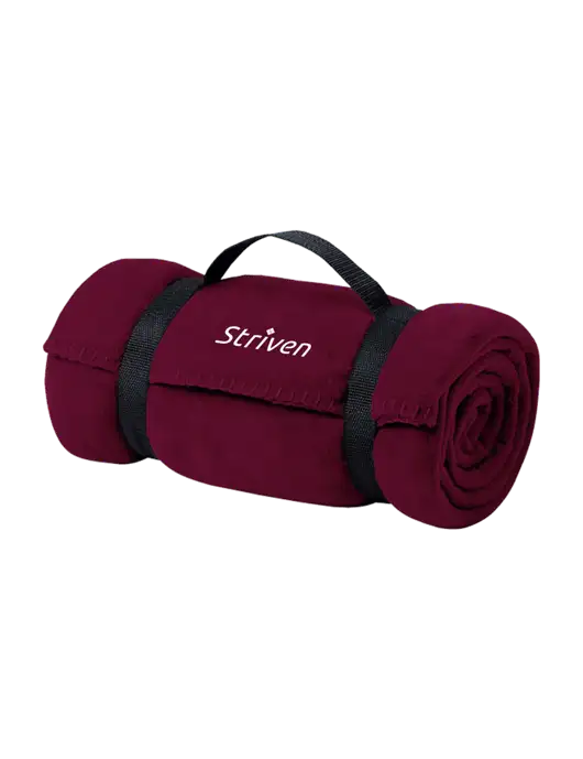Casual Maroon Fleece Blanket With Strap w/Striven Logo 