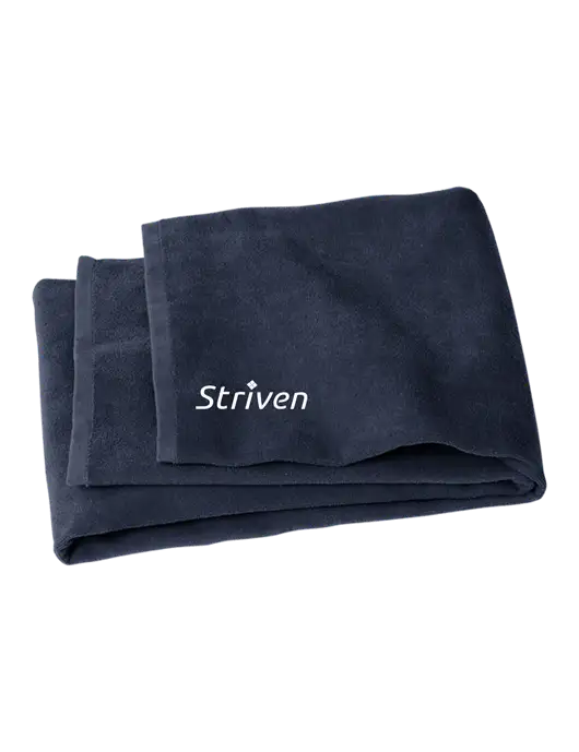 Navy Beach Towel w/Striven Logo 