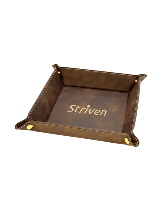 Rustic Leatherette Valet Tray, 6 x 6 w/Striven Logo 