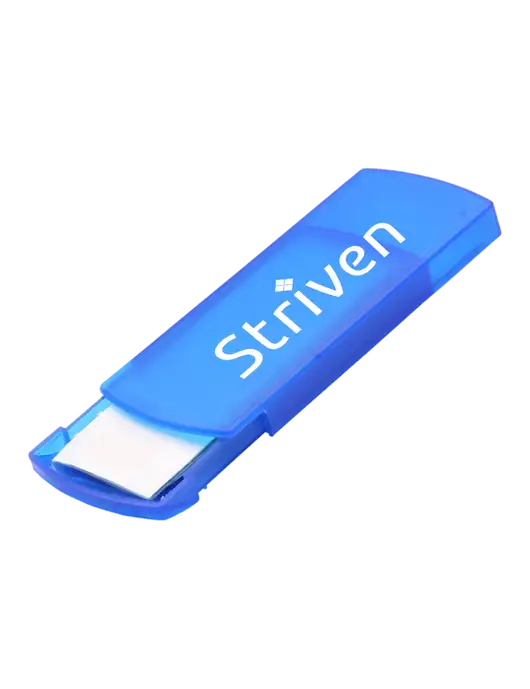 Slide Right Blue Bandage Dispenser w/Striven Logo 