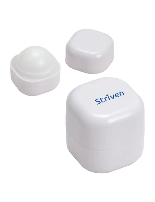 White Chap Cube Vanilla Lip Balm w/Striven Logo 