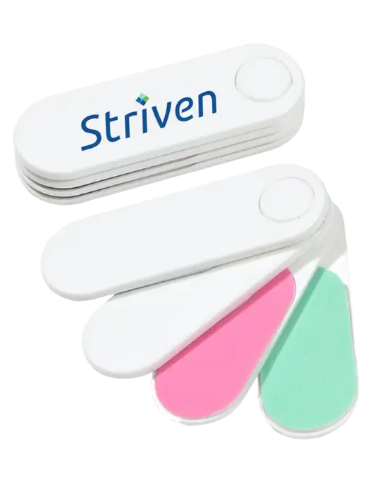 White Folding Nail Files & Buffer w/Striven Logo 