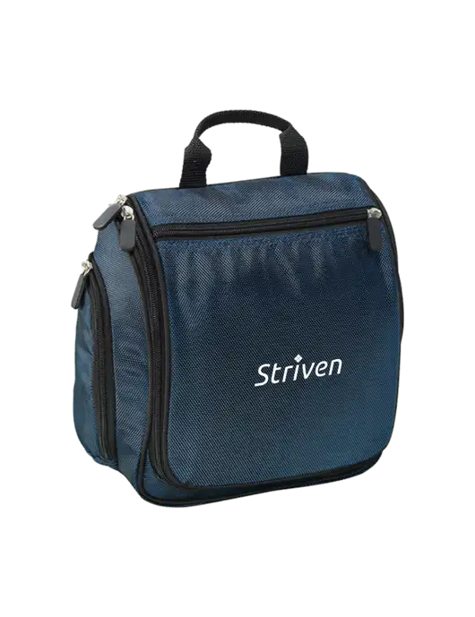 Hanging Dark Steel Blue Toiletry Kit w/Striven Logo 