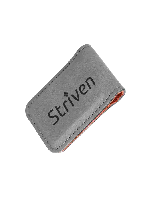 Gray Leatherette Money Clip w/Striven Logo 