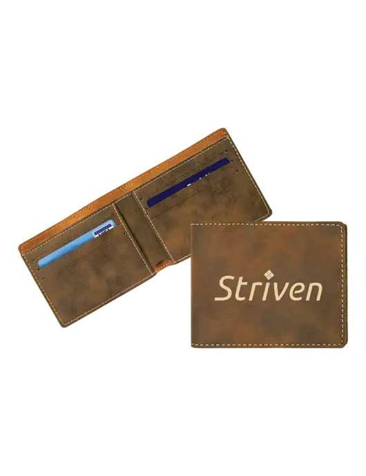 Rustic Leatherette Bifold Wallet w/Striven Logo 