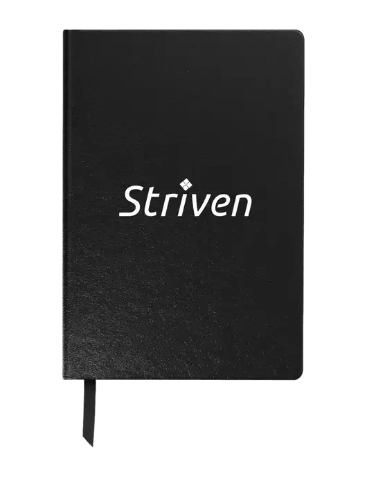 Achieve Black Hardcover Journal, 5.5 x 8.37 w/Striven Logo 