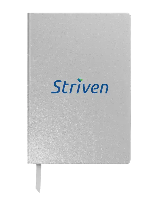 Achieve Silver Hardcover Journal, 5.5 x 8.37 w/Striven Logo 