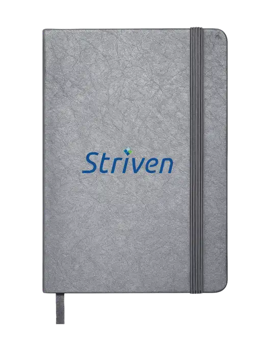 Granite Dark Grey Hardcover Journal, 5.62 X  8.37 w/Striven Logo 