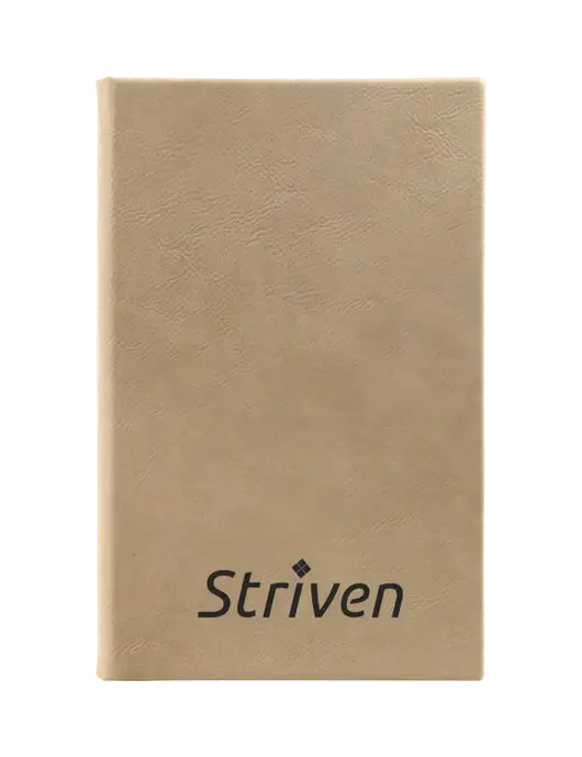 Tan Leatherette 5.25 x 8.25 Journal w/Striven Logo 
