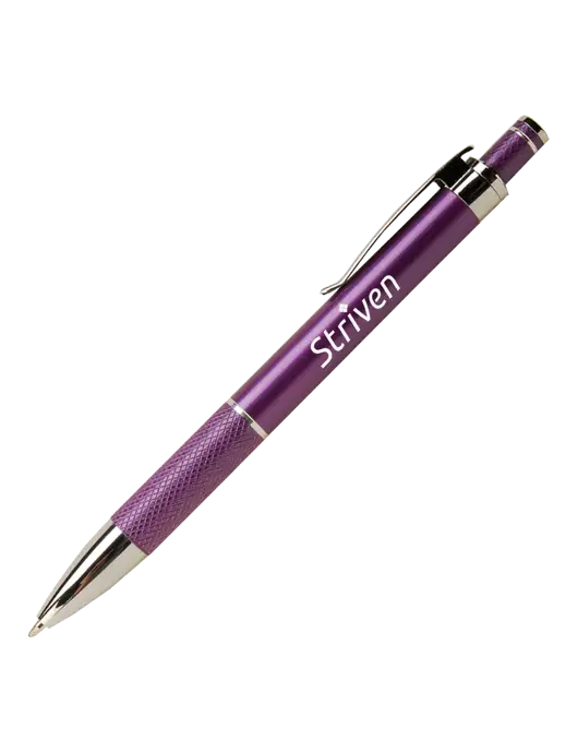 Diamond Etched Purple Pen - Black Ink w/Striven Logo 