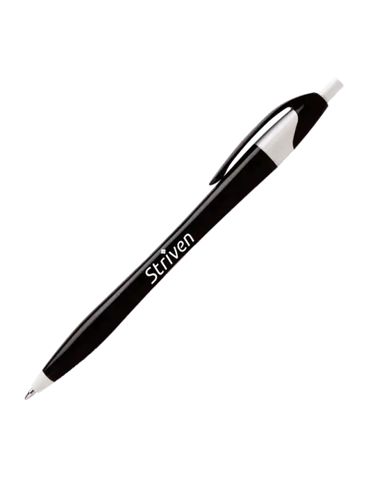 Novella Black/White Executive Pen - Blue Ink w/Striven Logo 