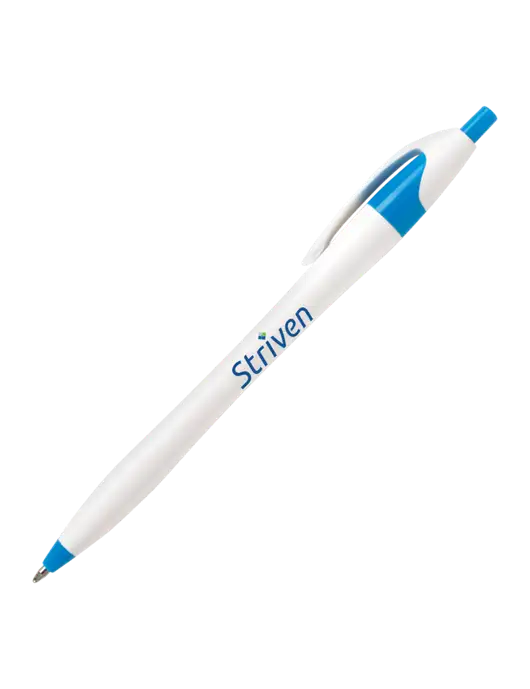 Novella Sapphire Blue/White Splash Pen - Blue Ink w/Striven Logo 