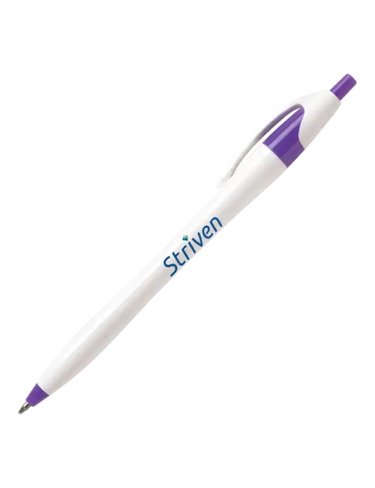 Novella Purple/White Splash Pen - Blue Ink w/Striven Logo 