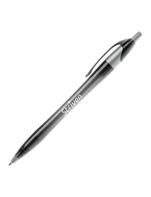 Novella Translucent Black/Silver Jewel Pen - Blue Ink w/Striven Logo 