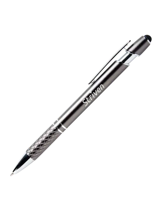 Valencia Gunmetal Stylus Pen - Black Ink w/Striven Logo 