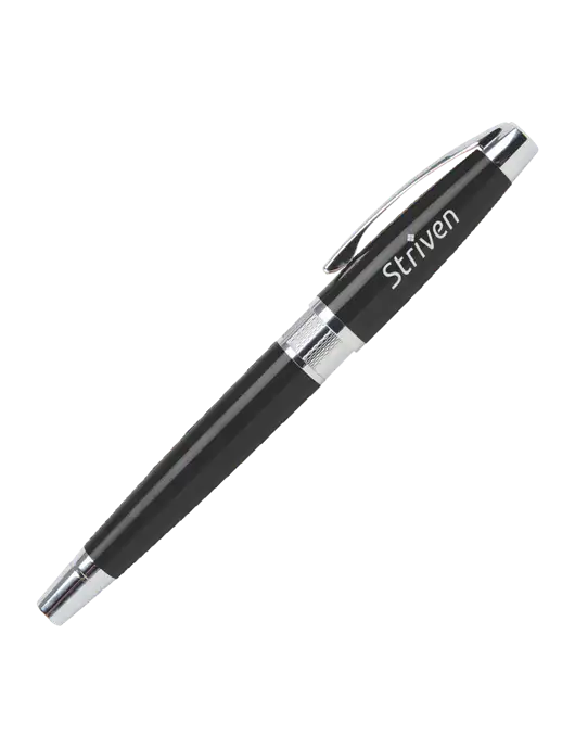 Masscotti Black Rollerball Pen - Black Ink w/Striven Logo 