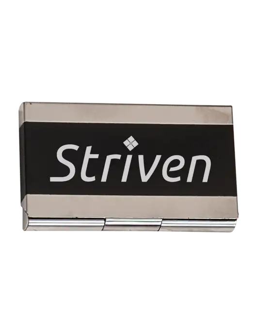 Black 3.75 x 2.5 Business Card Holder w/Striven Logo 