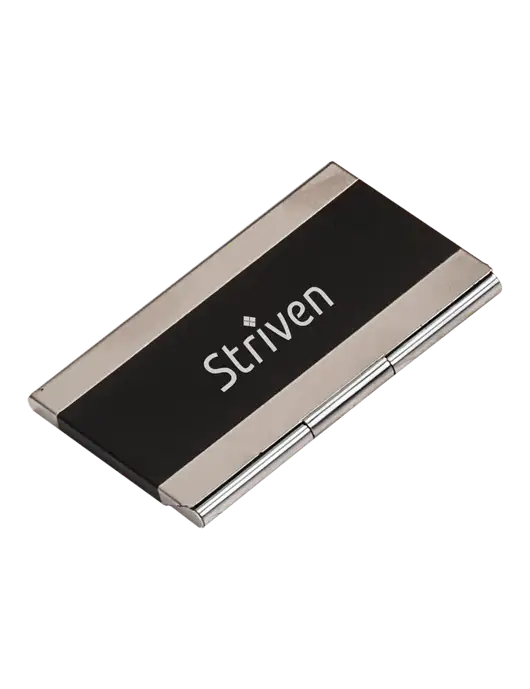 Black 3.75 x 2.5 Business Card Holder w/Striven Logo 