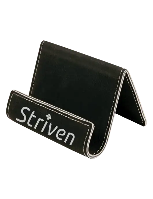 Black Leatherette Card & Phone Holder w/Striven Logo 