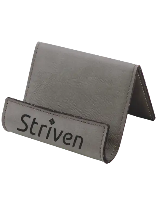 Grey Leatherette Card & Phone Holder w/Striven Logo 