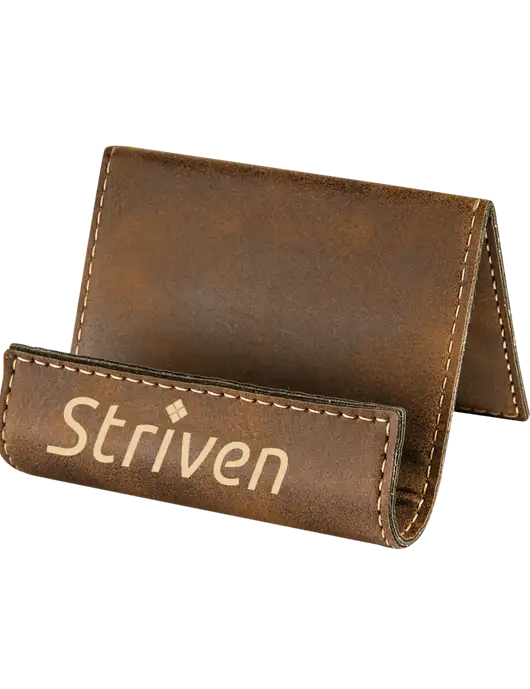 Rustic Leatherette Card & Phone Holder w/Striven Logo 
